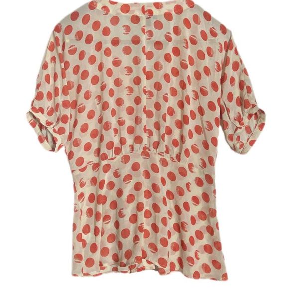 Large Women's Polka dot Blouse, Peridot top - Picture 3 of 7